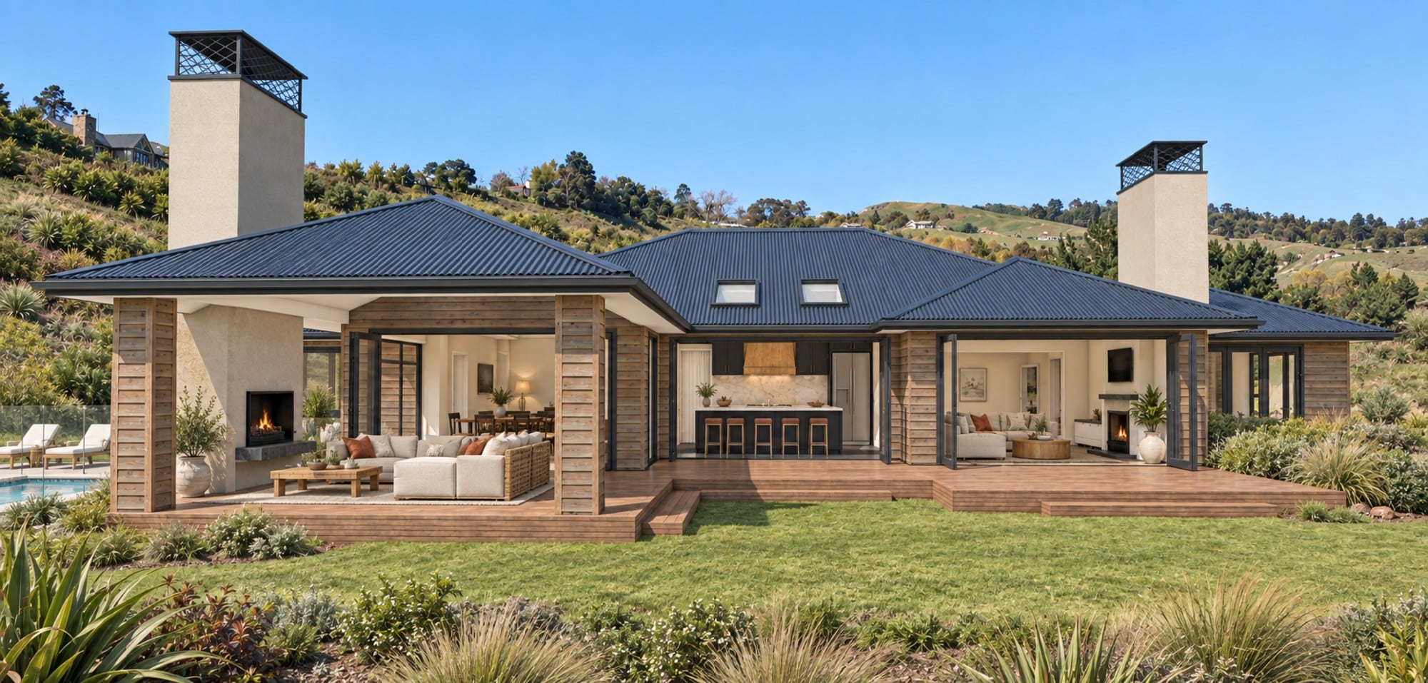 Akaroa 320m² Contemporary Country home with bevel-back cedar weatherboard, designed by SS Homes Hawke's Bay